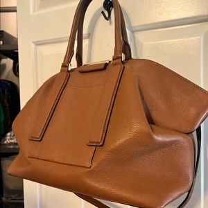 Micheal Kors handle and crossbody brown leather purse